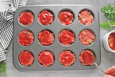 Bake meatloaf muffins