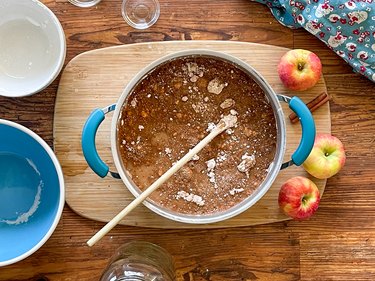 mix together ingredients for canned apple pie filling