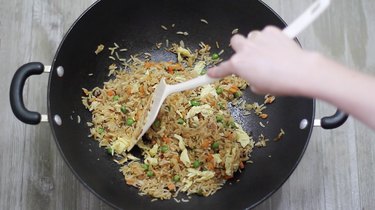 stir-frying the rice