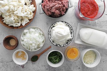 Ingredients for cauliflower baked ziti