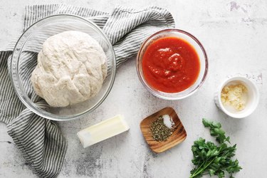 Ingredients for pizza dough garlic knots