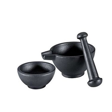 A Frieling 3-Piece Cast Iron Mortar and Pestle Set