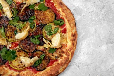 traditional Italian food: Vegetarian pizza with mushroom