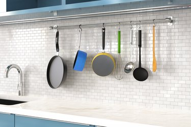 kitchen rack with utensils