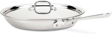 An All-Clad Tri-Ply Stainless Steel Fry Pan with Lid
