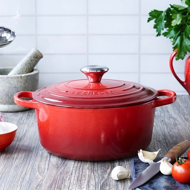 Le Creuset round Dutch oven in red