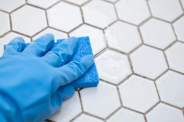 Cleaning a tile floor