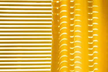 Yellow curtains and yellow blinds