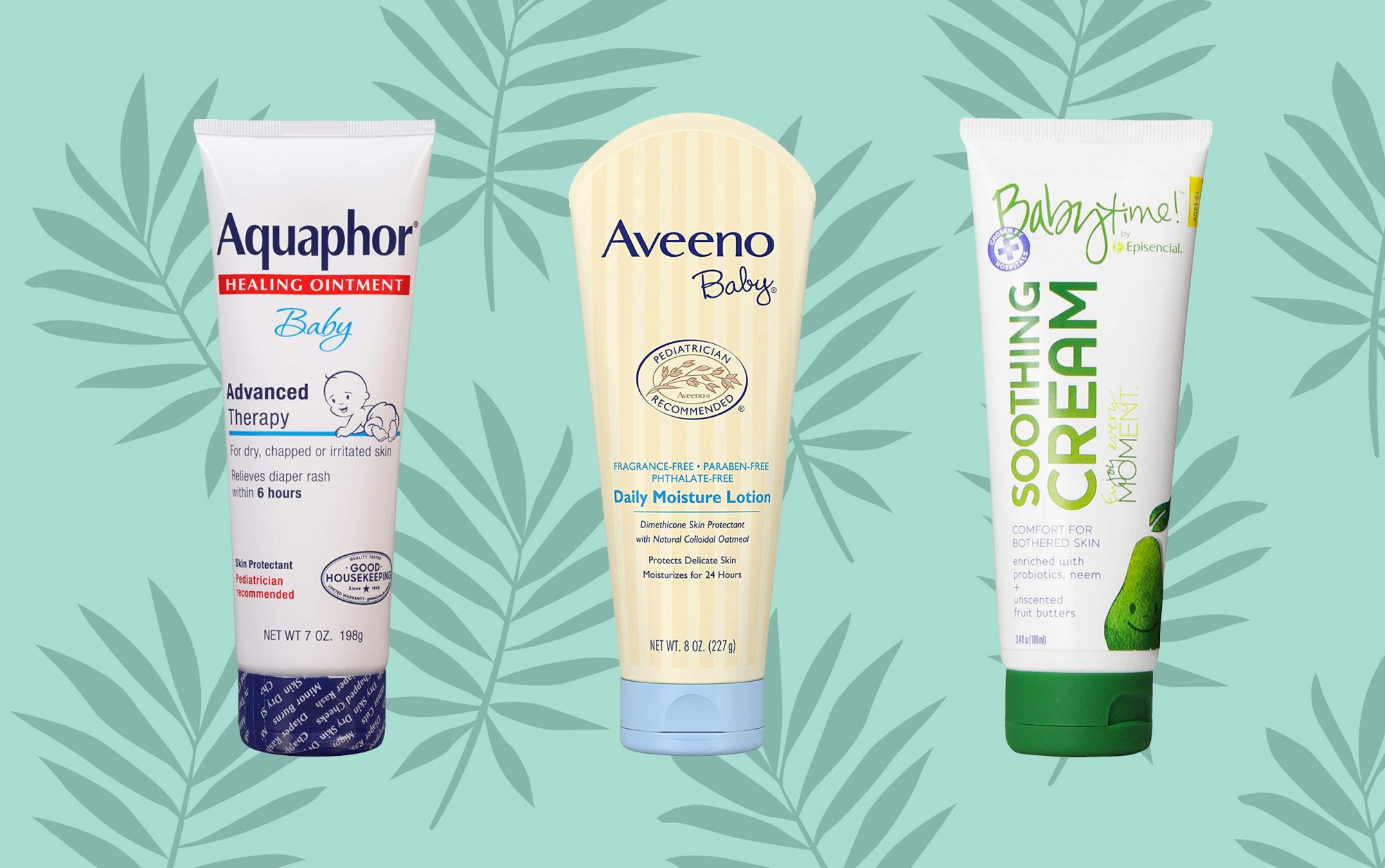 baby moisturizers – Aquafor, Aveeno, Babytime